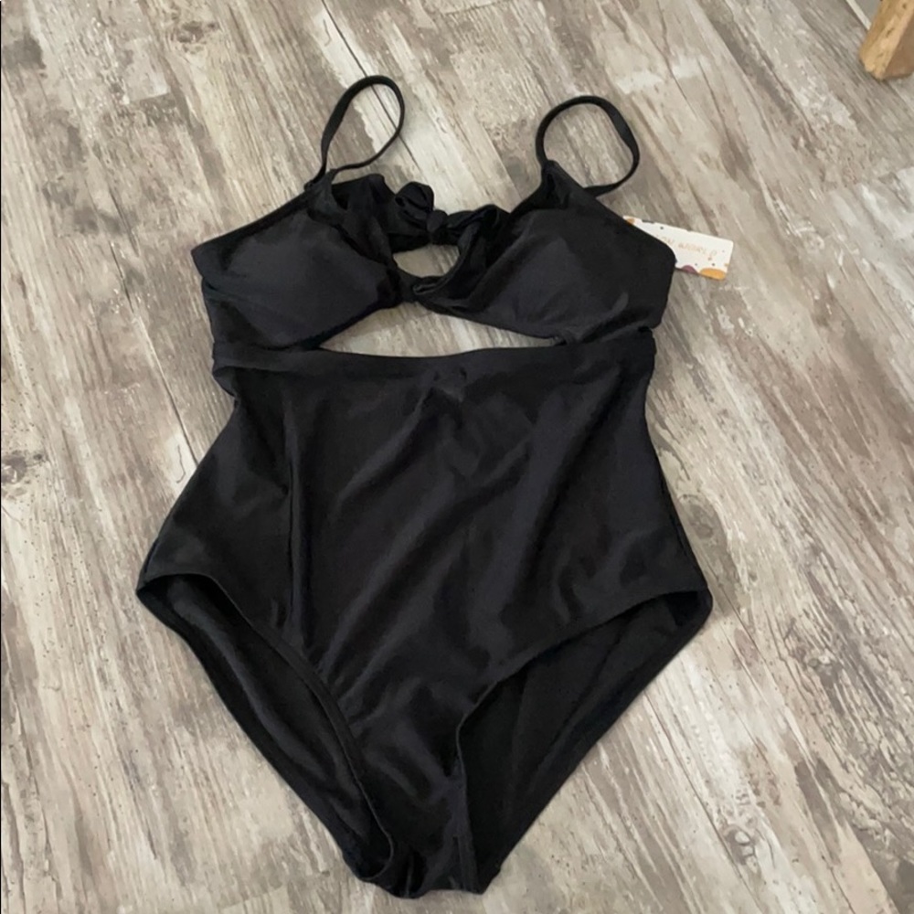 Black one-piece swimsuit